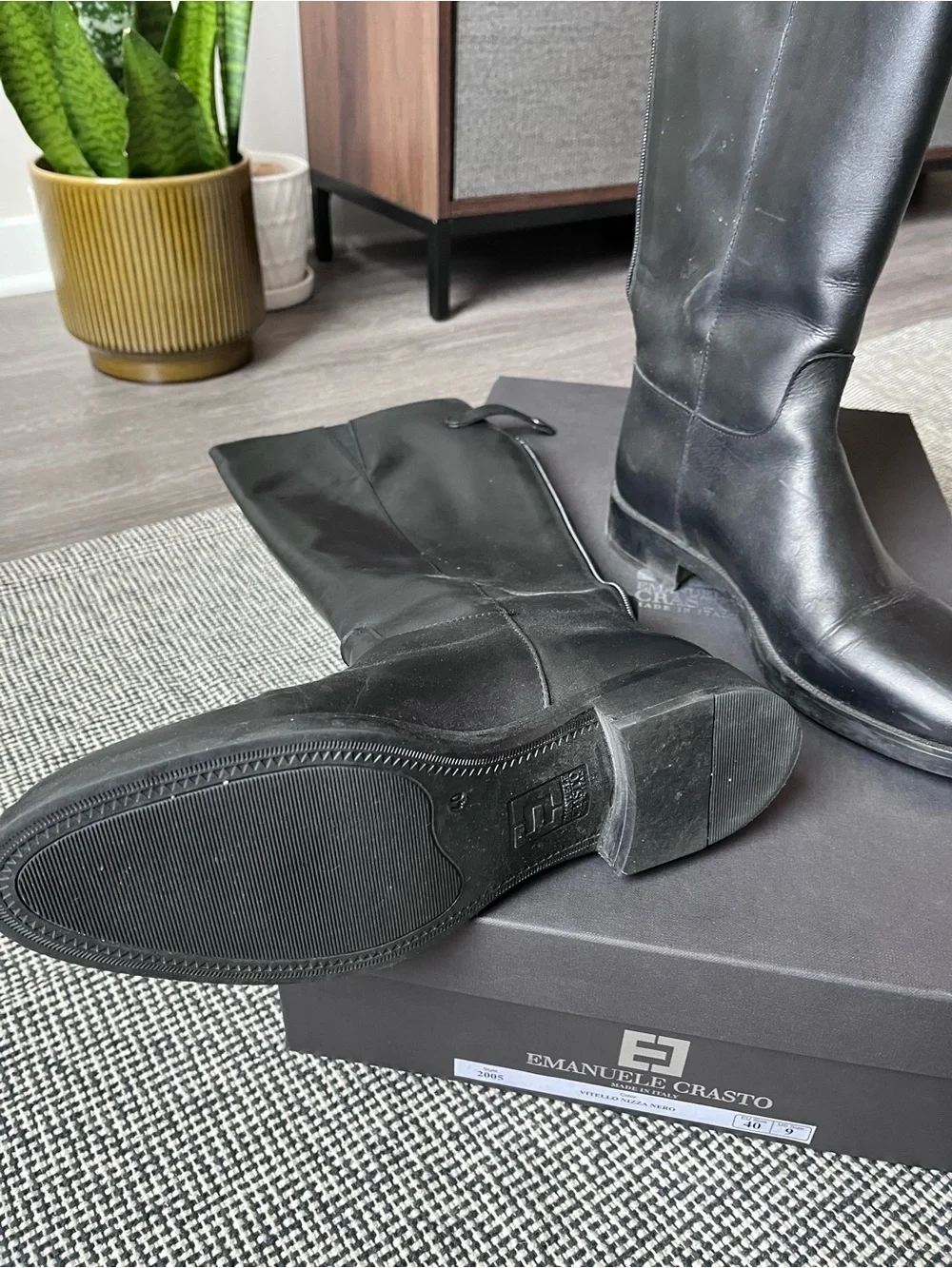 Black Leather Riding Boots made in Italy